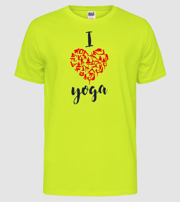 I love yoga model galben neon pe tricou
