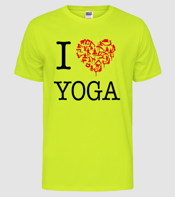 I LOVE YOGA model galben neon pe tricou