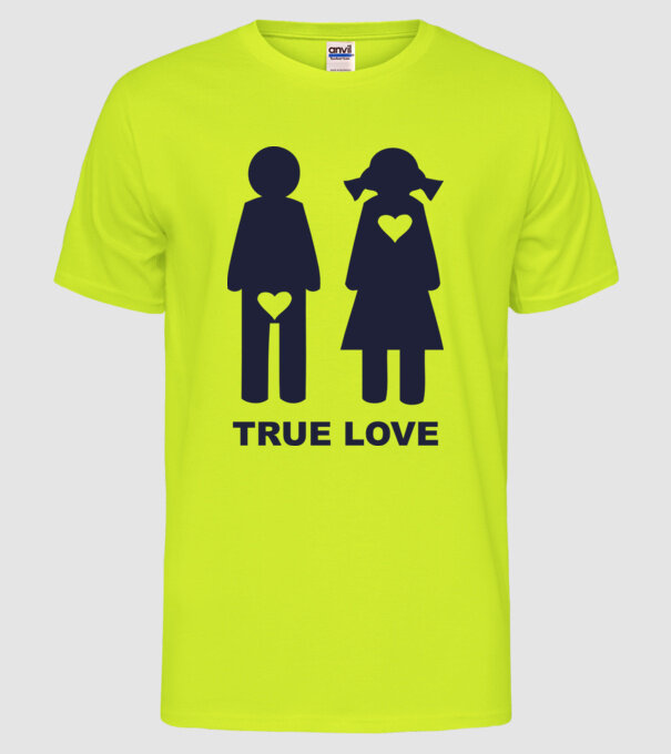 Dragoste Adevărată model galben neon pe tricou