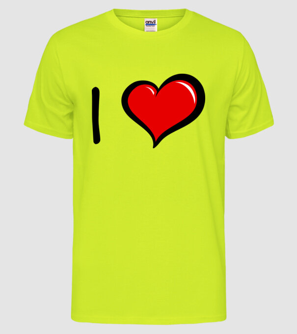 ilove model galben neon pe tricou