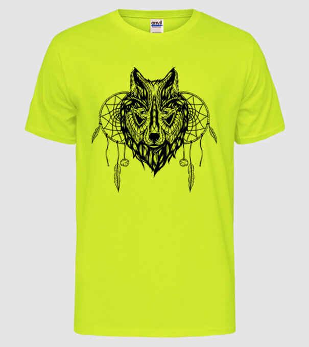 lup indian model galben neon pe tricou