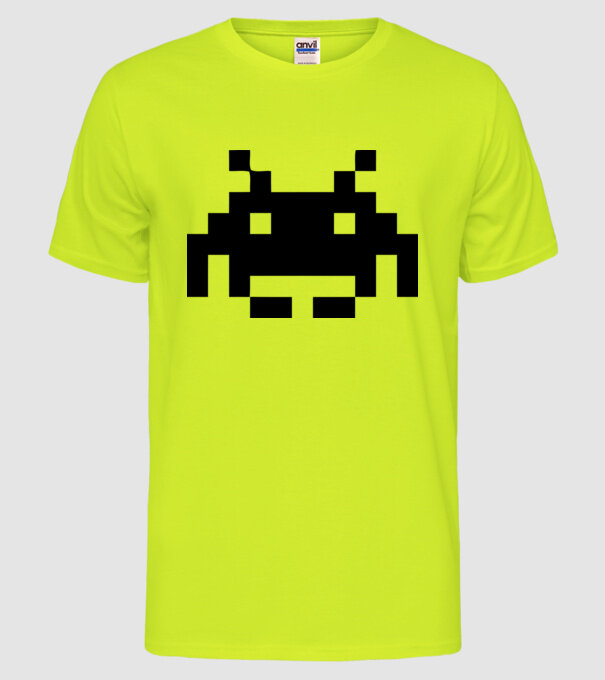 Invaders retro model galben neon pe tricou
