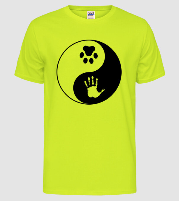 Yin-Yang Dog model galben neon pe tricou