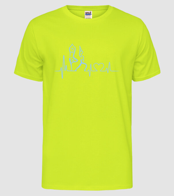 Inimă Yoga model galben neon pe tricou