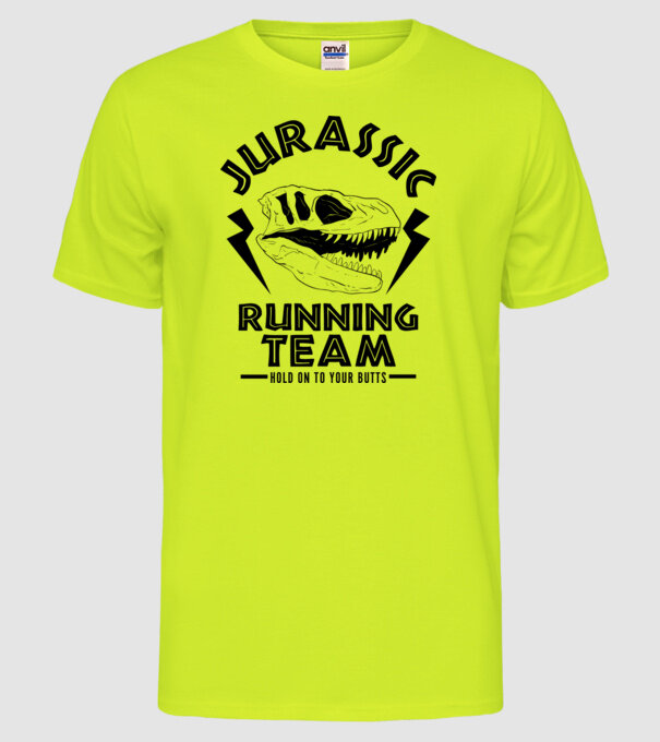 Jurassic running team model galben neon pe tricou
