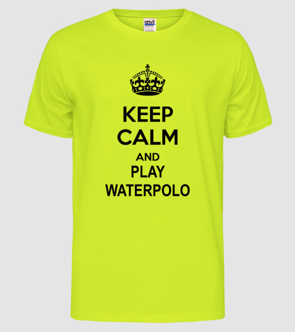 Keep Calm and play waterpolo model galben neon pe tricou
