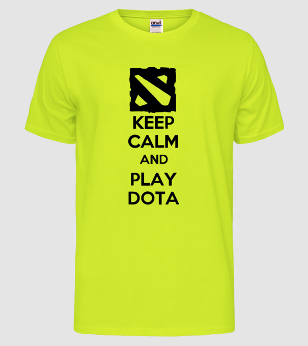 keep calm play dota model galben neon pe tricou