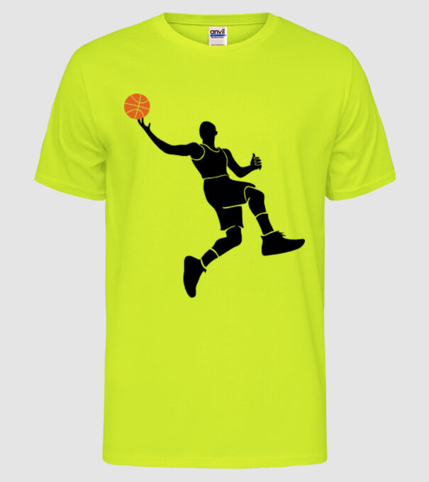 Baschet model galben neon pe tricou