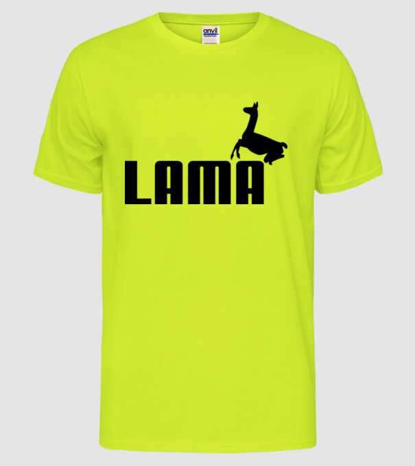 Lama puma model galben neon pe tricou