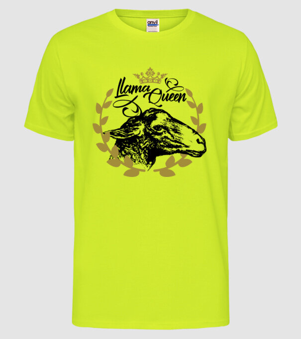 Lama Queen model galben neon pe tricou