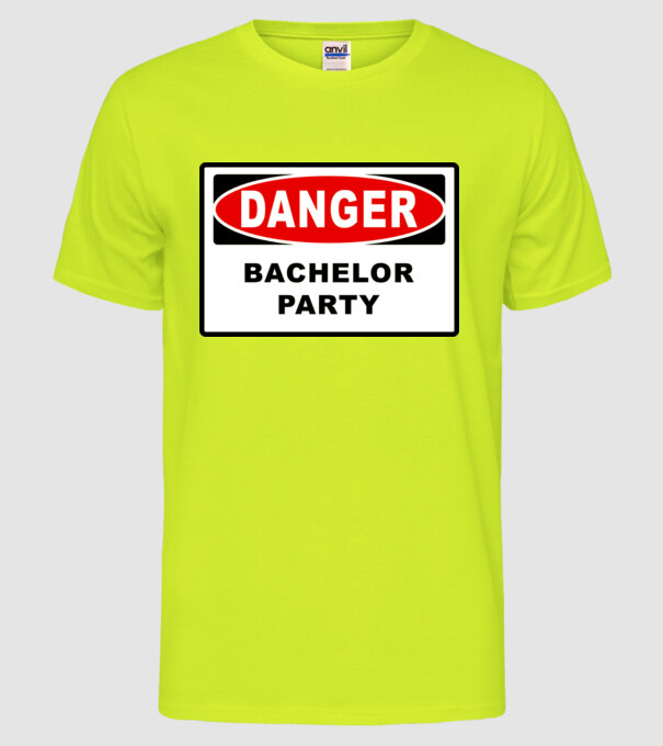 Bachelor DANGER model galben neon pe tricou