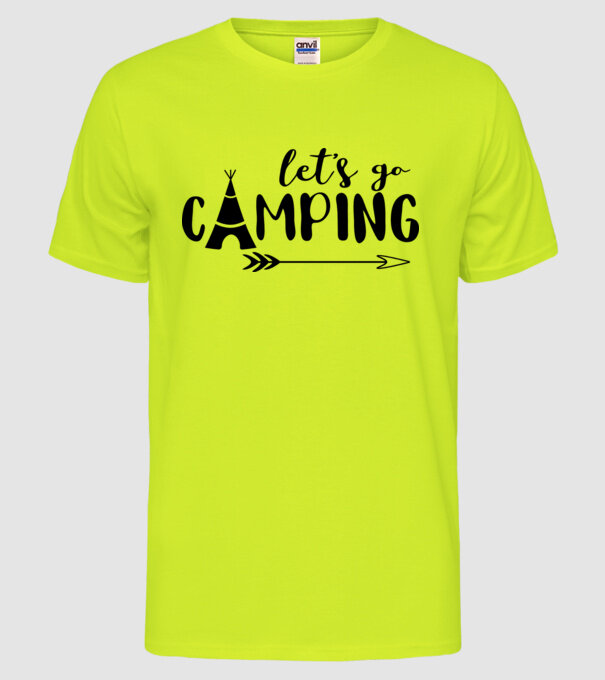 'Let''s go camping' model galben neon pe tricou