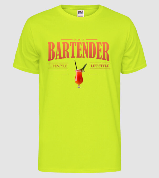 Lifestyle Bartender model galben neon pe tricou
