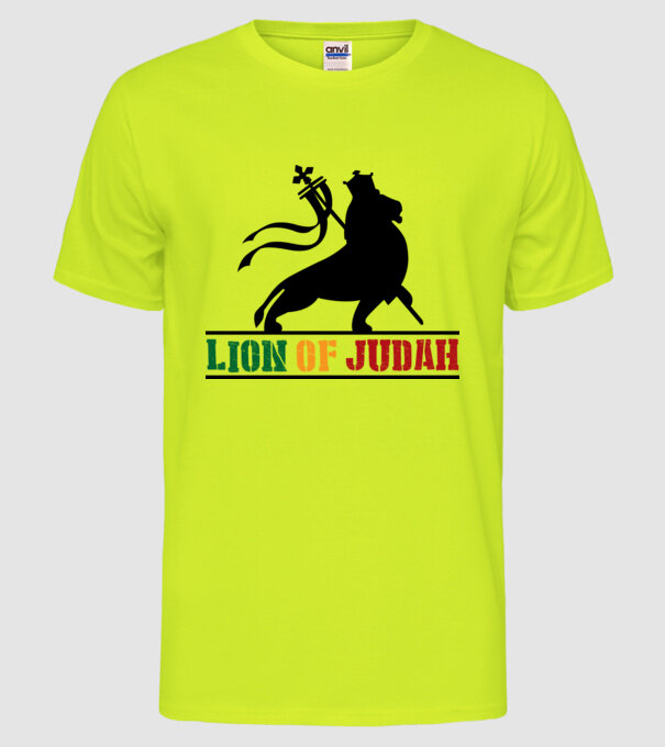 Lion Of Judah model galben neon pe tricou