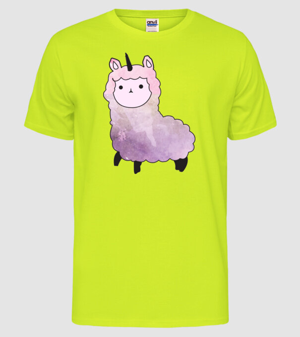 Llamacorn cutie model galben neon pe tricou