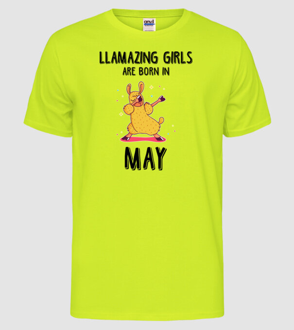 Llamazing girls are born in may black model galben neon pe tricou