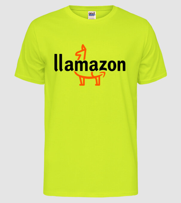 Llamazon model galben neon pe tricou