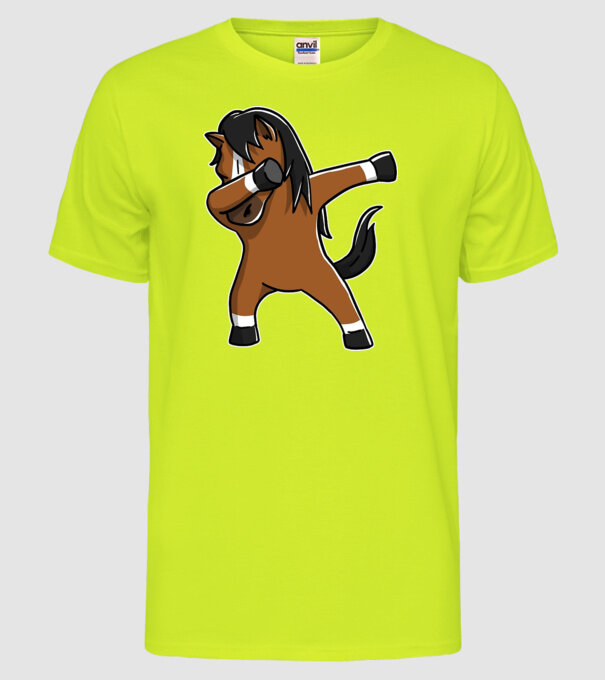 Cal DAB model galben neon pe tricou