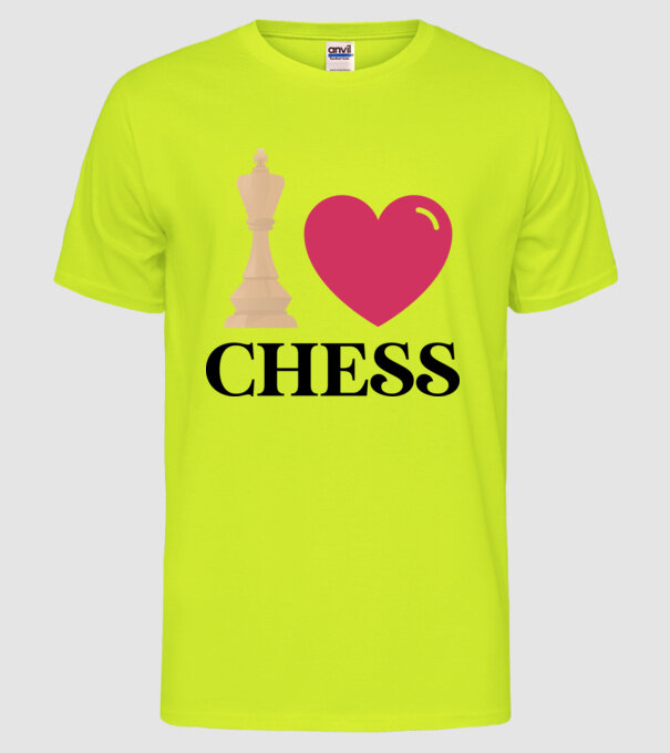 Love chess model galben neon pe tricou