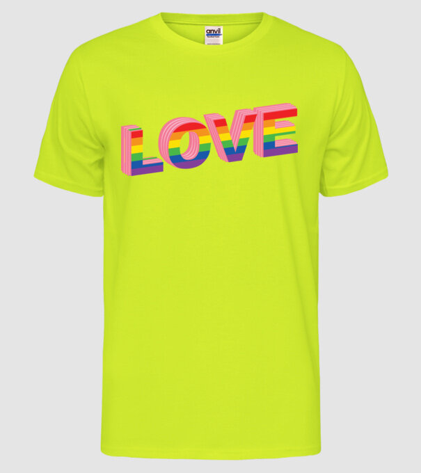 Love pride model galben neon pe tricou