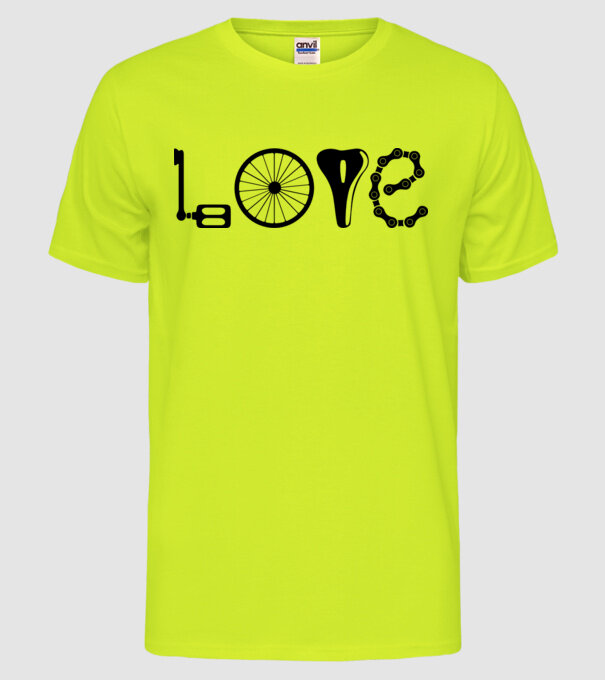 love bicicletă model galben neon pe tricou