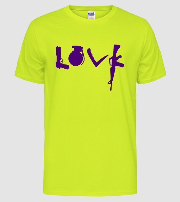 Lovegun model galben neon pe tricou