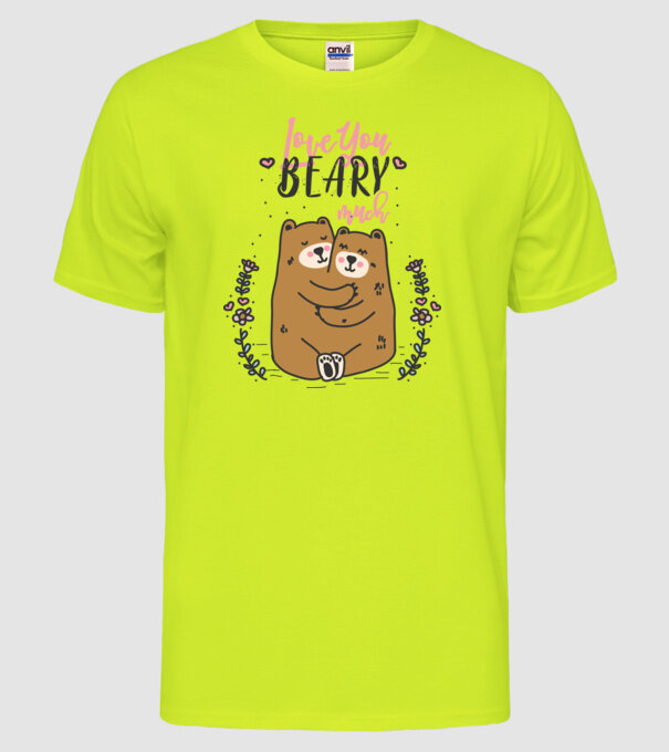 LoveU BEARY much model galben neon pe tricou
