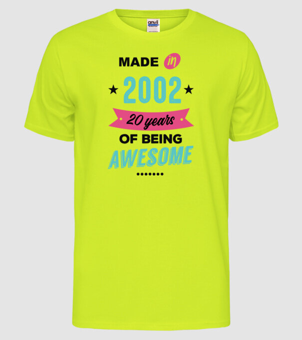 MADE in 2002 model galben neon pe tricou