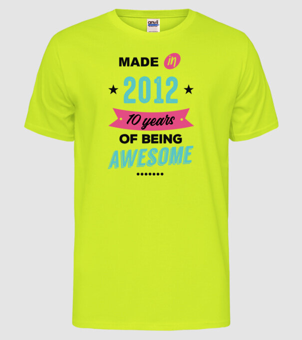 MADE in 2012 model galben neon pe tricou