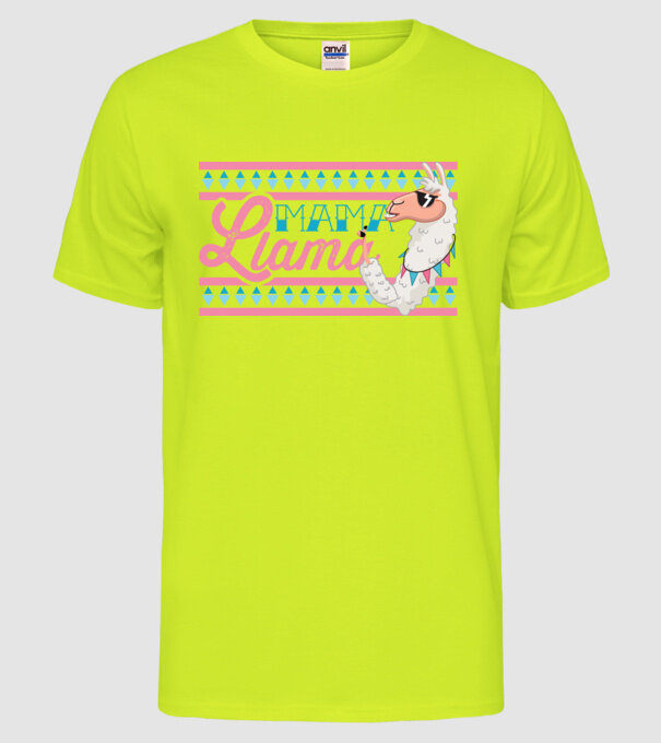 Mama LLama model galben neon pe tricou