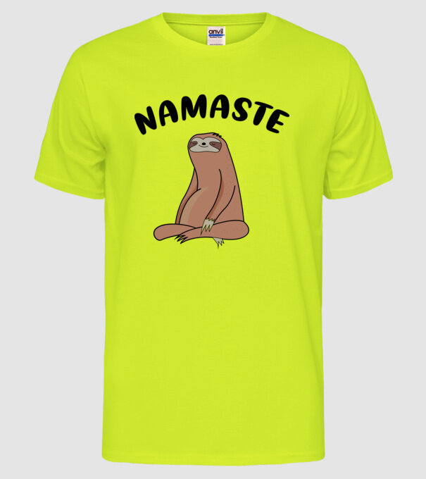 Leneș meditând model galben neon pe tricou