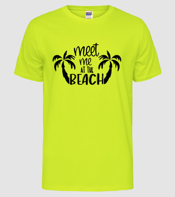 Meet me at the beach model galben neon pe tricou