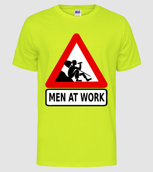men at work model galben neon pe tricou
