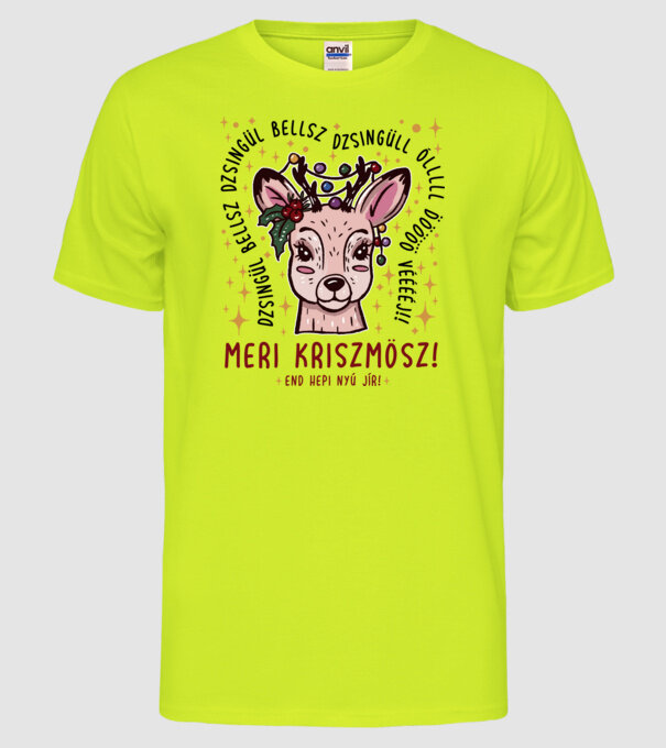 Cană dimensionată meri cristmăs djingăl bel model galben neon pe tricou