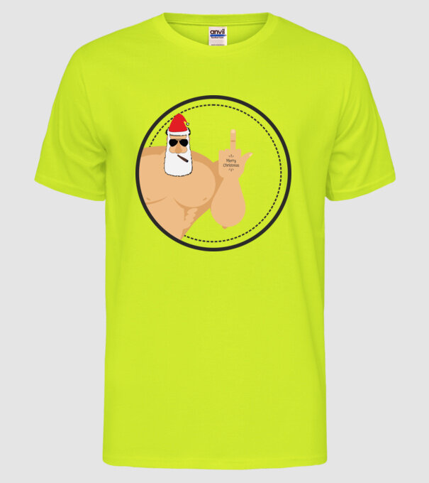 'Merry F''in Xmas' model galben neon pe tricou