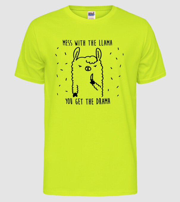 Mess with the lama model galben neon pe tricou