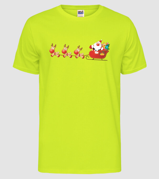 moș Nicolae model galben neon pe tricou