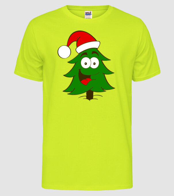Brad Moș Crăciun 4 culori model galben neon pe tricou