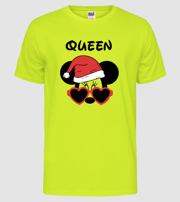 minnie santa queen model galben neon pe tricou