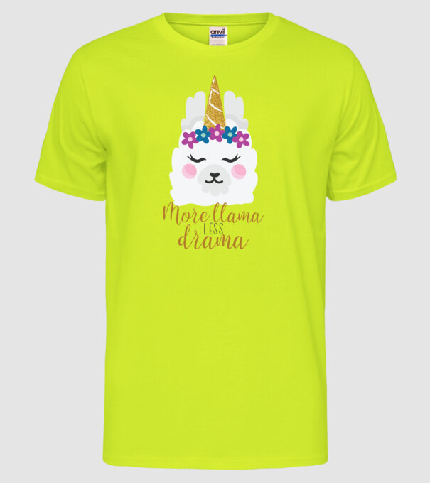 More Llama less drama model galben neon pe tricou