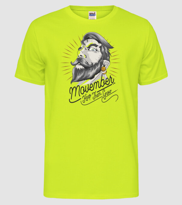 Movember Keep them grow No Shave November model galben neon pe tricou