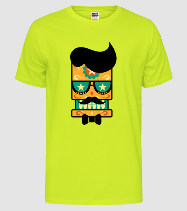 Mustache model galben neon pe tricou