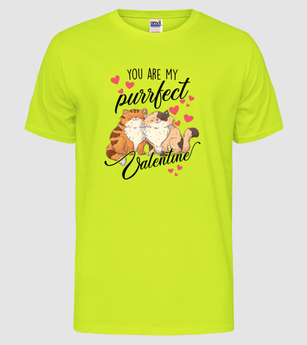 My purrfect valentine model galben neon pe tricou