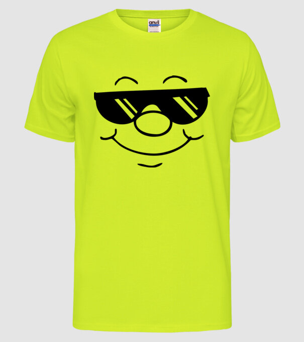 Forma cu ochelari de soare model galben neon pe tricou
