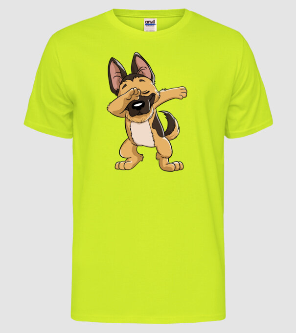 Ciobănesc german DAB model galben neon pe tricou
