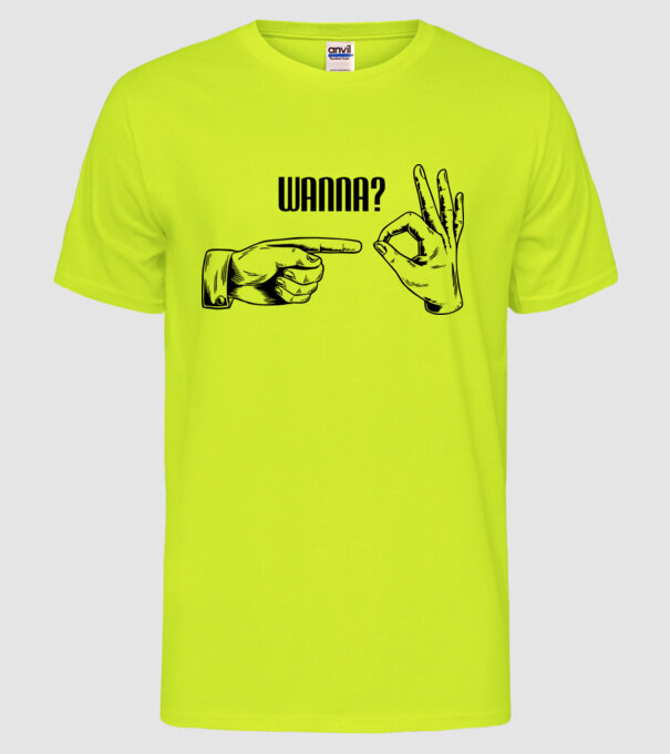 International Hand sign model galben neon pe tricou