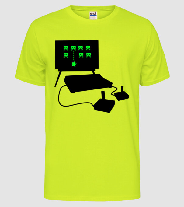Oldschool Gamer model galben neon pe tricou