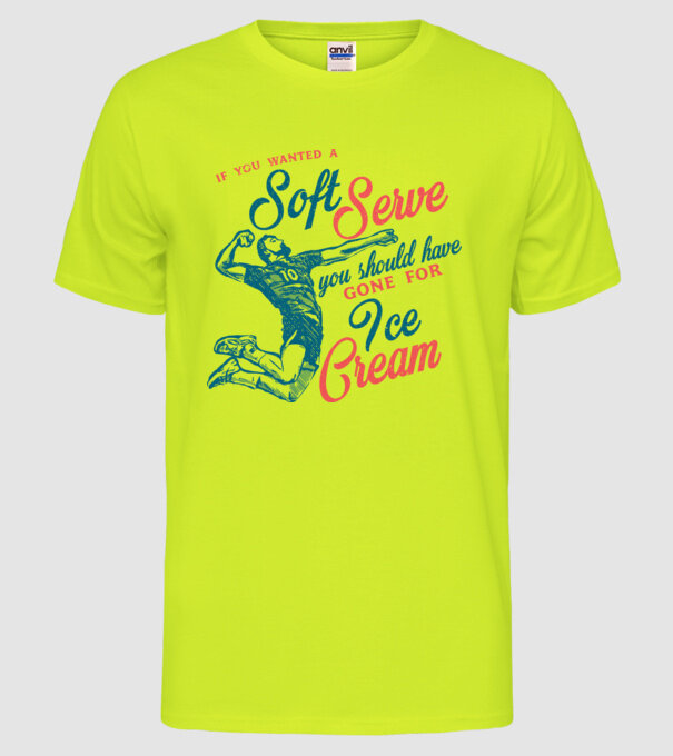 Oldschool volleyball model galben neon pe tricou