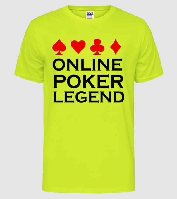 Online Poker Legend model galben neon pe tricou