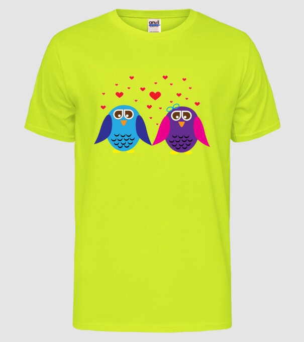 Owl Love model galben neon pe tricou